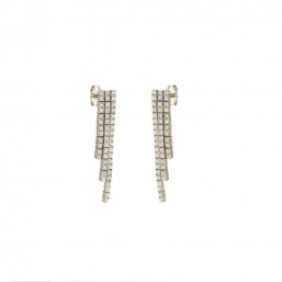 Orecchini Tennis in Oro Bianco 18 Kt 3 Fili