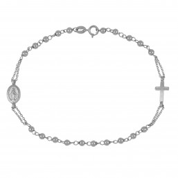Bracciale Rosario Lucido Oro Bianco 18 Kt