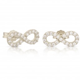 Orecchini Infinito con Zirconi oro Bianco 18 Kt