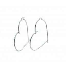 Orecchini Cerchio a forma di Cuore in Oro Bianco 18 Kt 