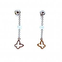 Orecchini in Oro bianco 18 Kt pendenti con farfalla