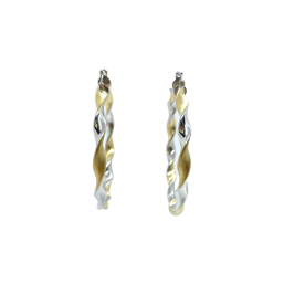 Orecchini Cerchio in Oro giallo 18 Kt bicolore