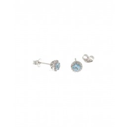 Orecchini tondi con pietre azzurre  in Oro Bianco 18 Kt 