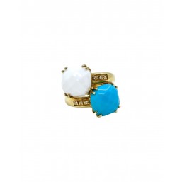Anello in oro giallo18Kt con agata e pasta di turchese
