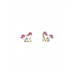 Orecchini in Oro Giallo  18 Kt con unicorno