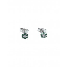 Orecchini in Oro Bianco 18 Kt con fiorellino verde