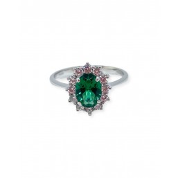 Anello in oro bianco 18Kt con cristallo verde