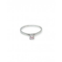 Anello Solitario in oro bianco 18Kt con cristallo bianco