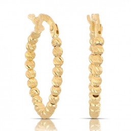 Orecchini A Cerchio Miore In Oro Giallo 9KT (375) – Lucidi, Diametro Medio – Peso 1.18g – Fatti In Italia, Ipoallergenici, Con Certificato E Astuccio