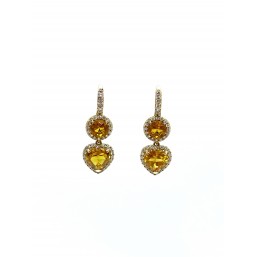 Orecchini Pendenti in Oro Rosa 18 Kt con Quarzo Citrino 